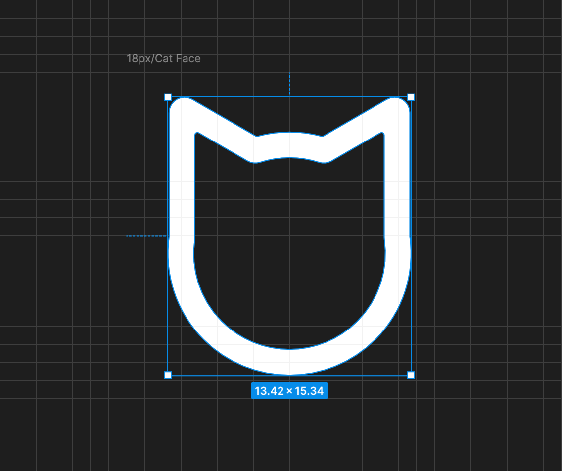A screenshot of the Figma interface showing a set of layers for the cat icon